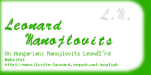 leonard manojlovits business card